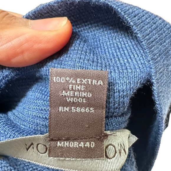 Nordstrom Mens Knitted 1/4 Button Up Collar Marin Wool Blue Sweater Size M - Picture 5 of 10